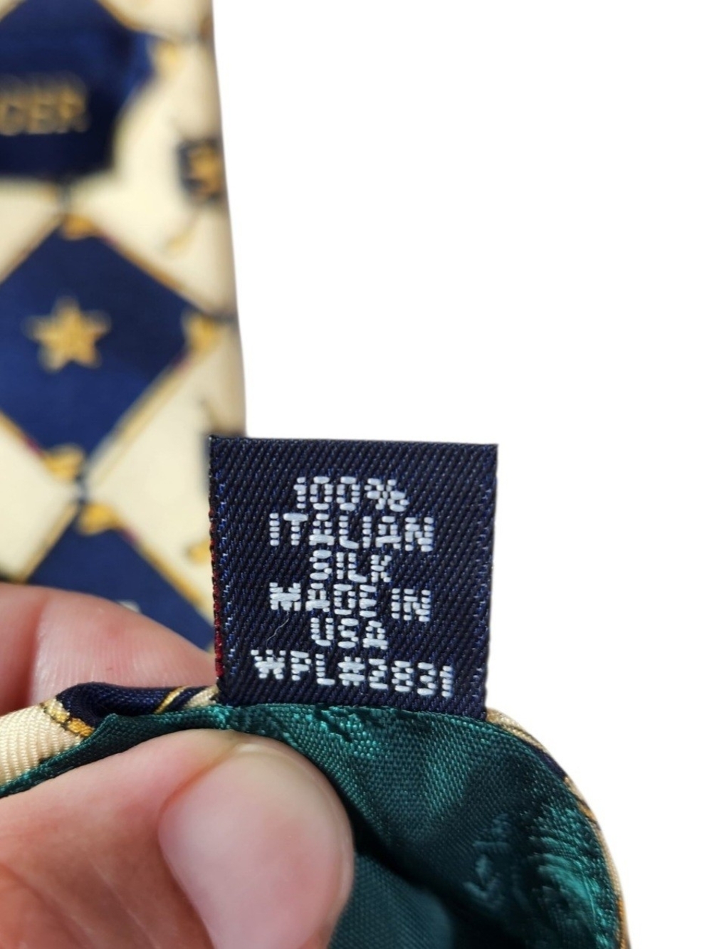 Vintage Tommy Hilfiger Golf Tie 100% Silk Made in USA Navy Cream Preppy 3.5" - Picture 9 of 11